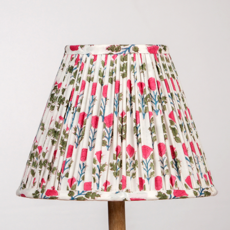 White Pink Block Print Empire Lampshade Medium